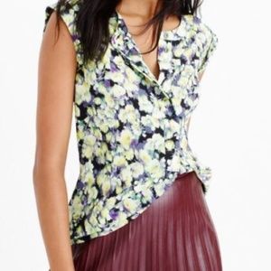 J. Crew Drapey Silk Popover Clover Print